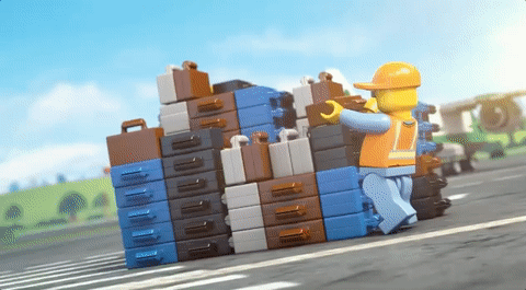 lego truck smashes stacked up legos